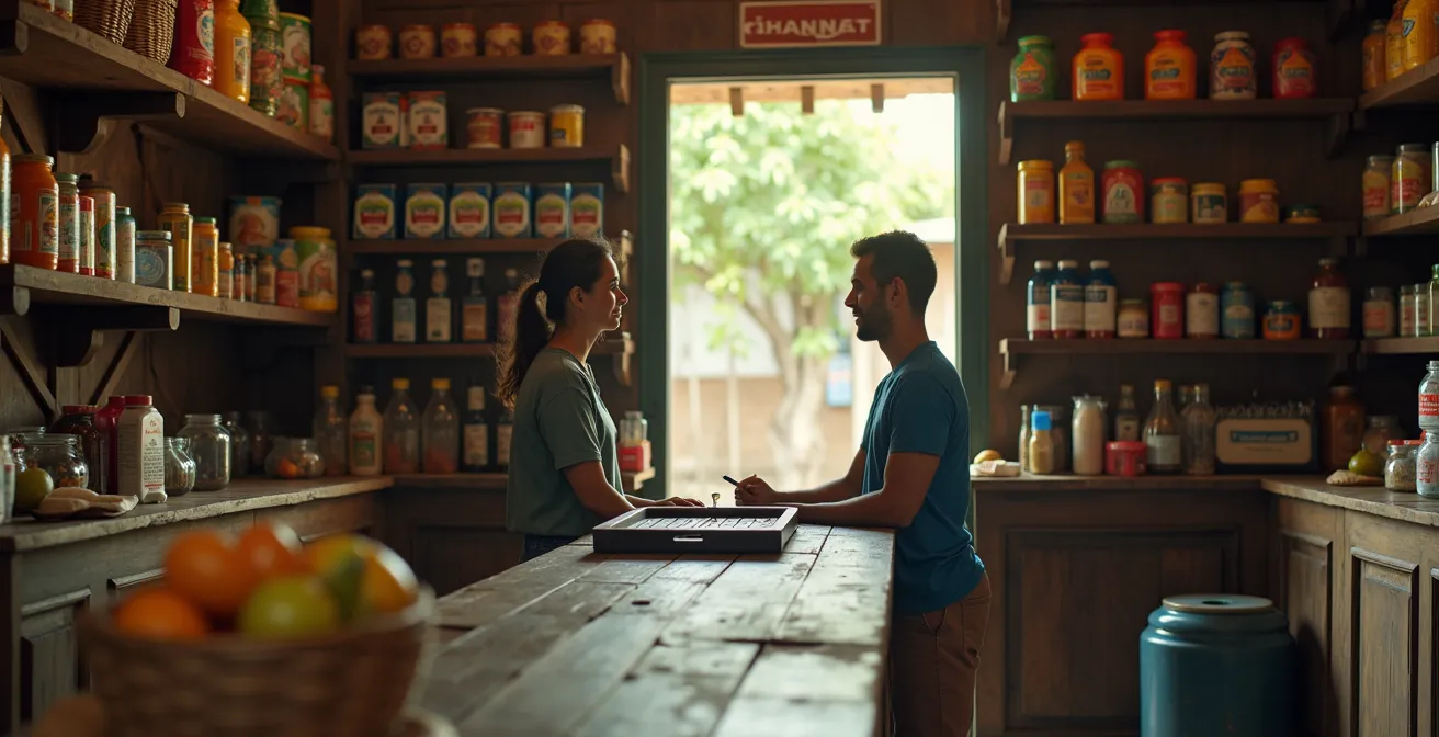 Intercambio cultural en un colmado tradicional dominicano