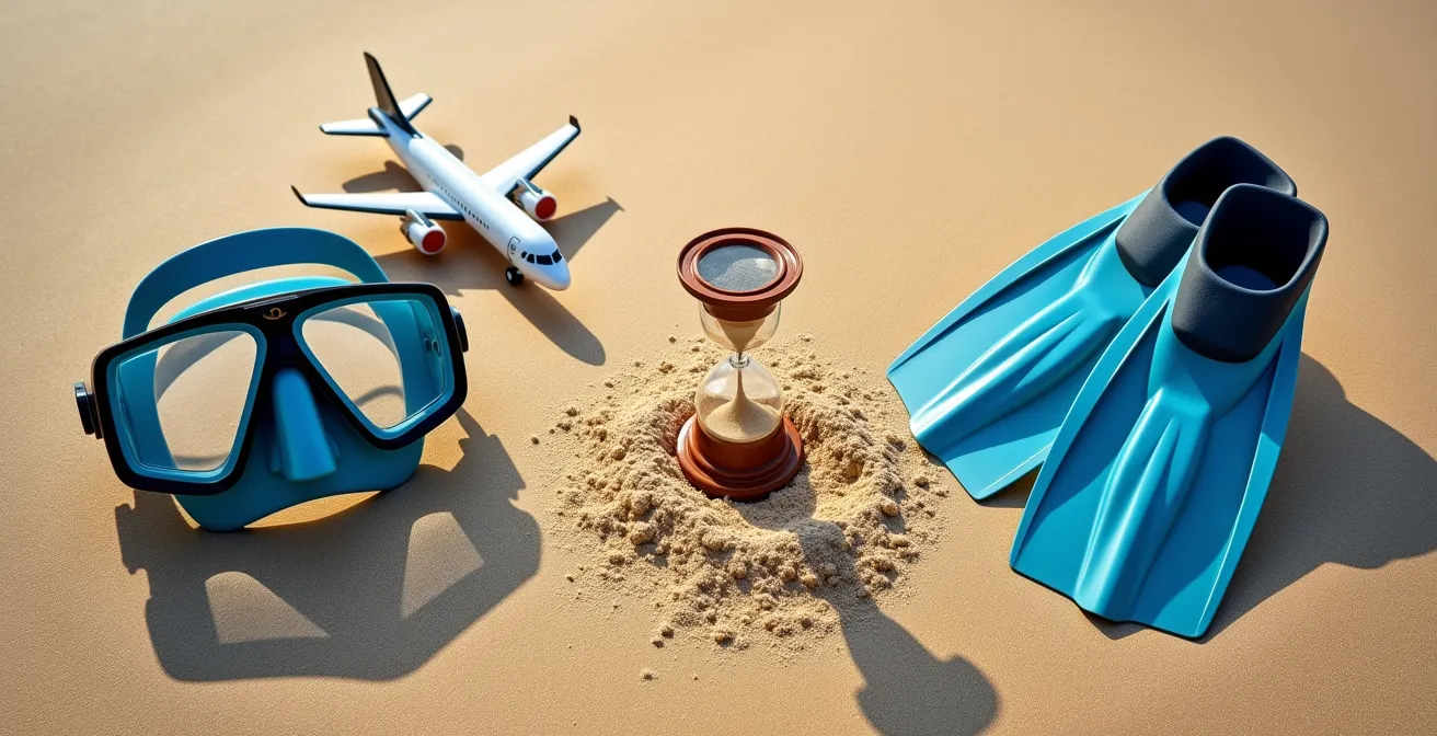 Infografía visual sobre tiempos de espera entre buceo y vuelo