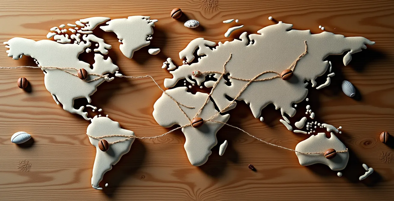 Mapa conceptual mostrando las rutas de buggy en la zona de Bávaro y Uvero Alto con marcadores de paradas comerciales