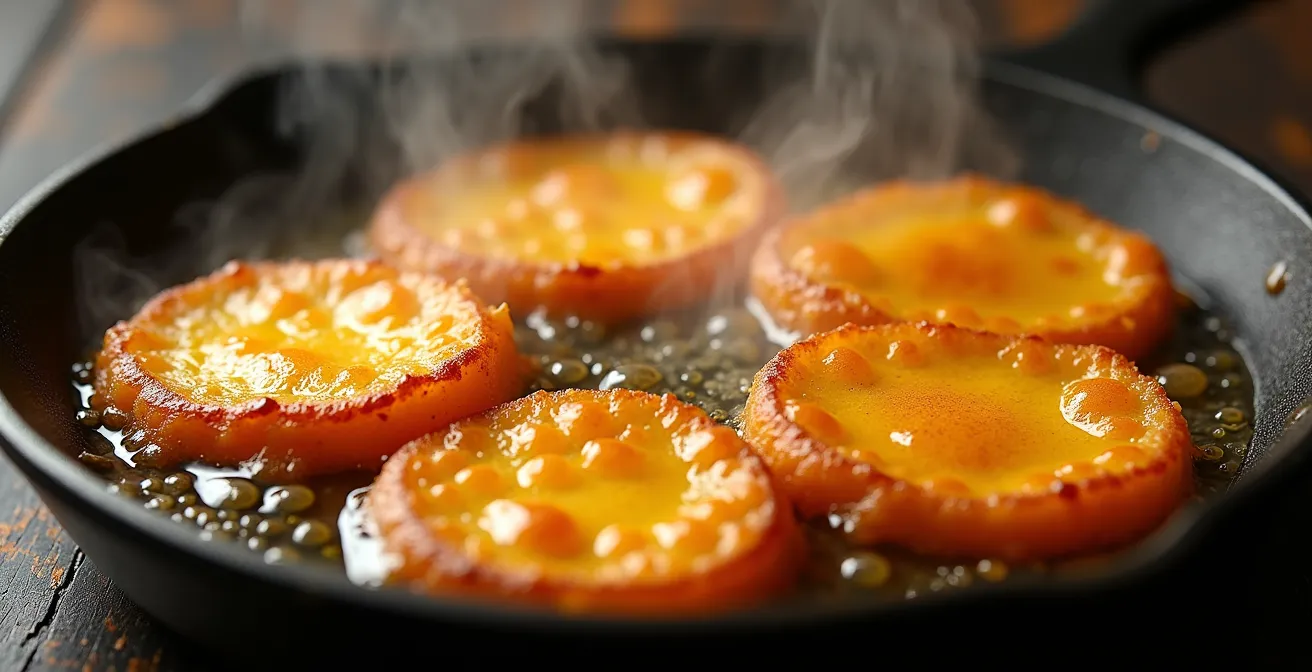 Queso de freír dominicano dorado en sartén con textura crujiente característica