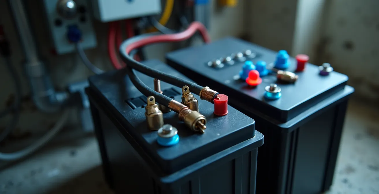 Sistema de inversor con baterías en cuarto de servicio de apartamento dominicano